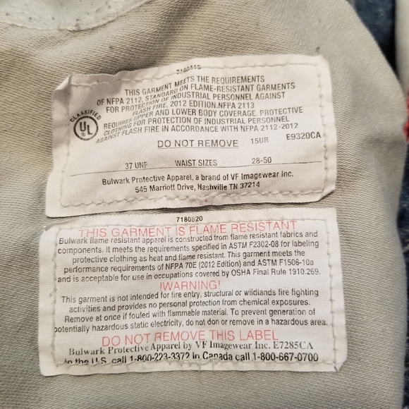 Bulwark FR 46x29 Mens Flame Resistant Denim Work Jeans  5 pocket Carpenter - Picture 6 of 11